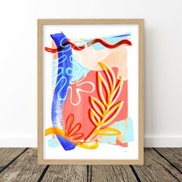 Abstrakte Blattformen Kunstdruck