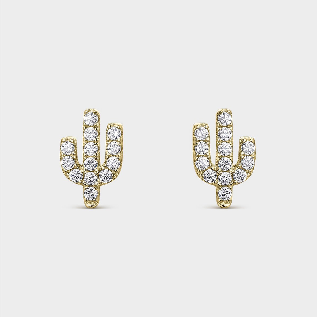 CACTUS OORBELLEN IN VERGULD ZILVER