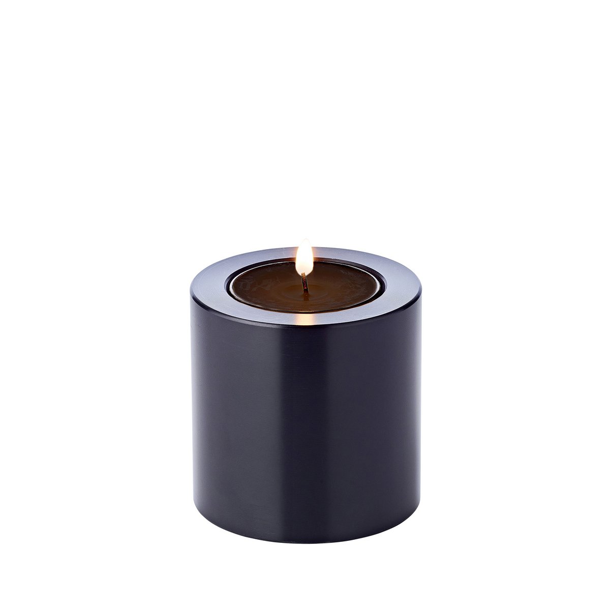 Set of 3 permanent candles Cornelius (Ø 6cm, heights 6/8/10 cm) black, tealight holder heat-resistant 90°
