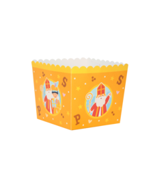  Sinterklaas gingerbread boxes, orange in color, featuring illustrations of Sinterklaas, the traditional Dutch gift-giver, on the packaging.