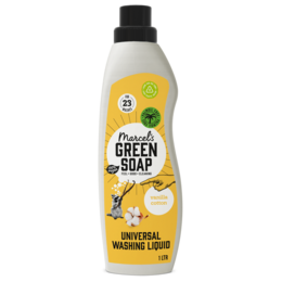 Universal laundry detergent in vanilla and cotton scent, 1L bottle.