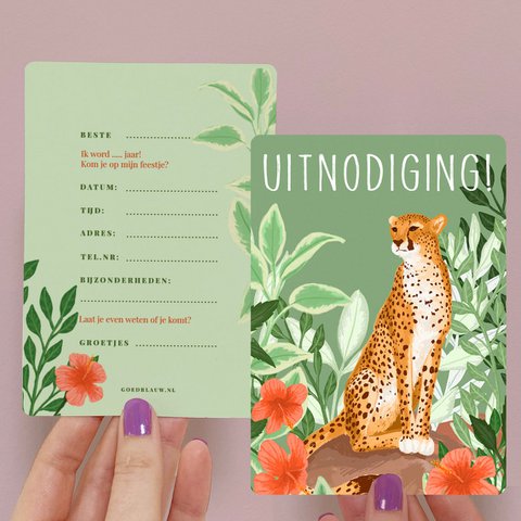 5 x Invitation Children's Party - Cheetah