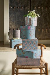Set/2 Box Square Blooming Tales Blue-Khaki