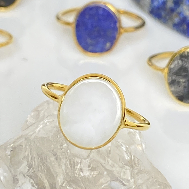 Doré base argent Agate Blanche 52