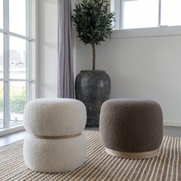 Belfort Pouf - Brown, MDF/Pinewood/Foam/Polyester, 44.5x44.5x40 cm