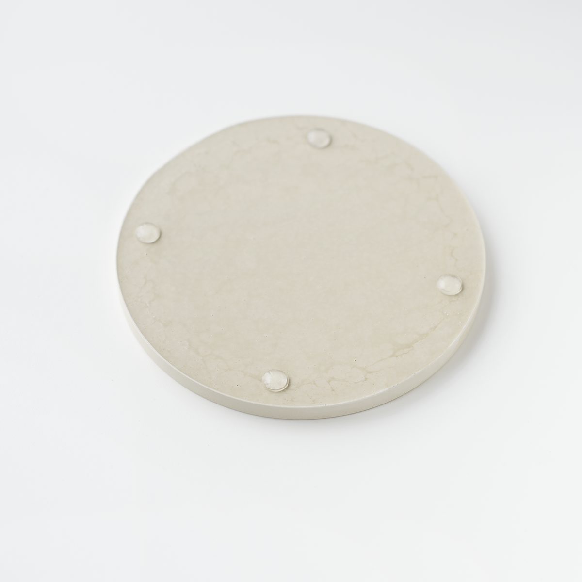 Jesmonite Beige Round Trinket Tray