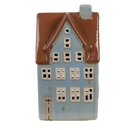 Photophore Maison 11x8x20 cm Bleu Marron Photophore en céramique