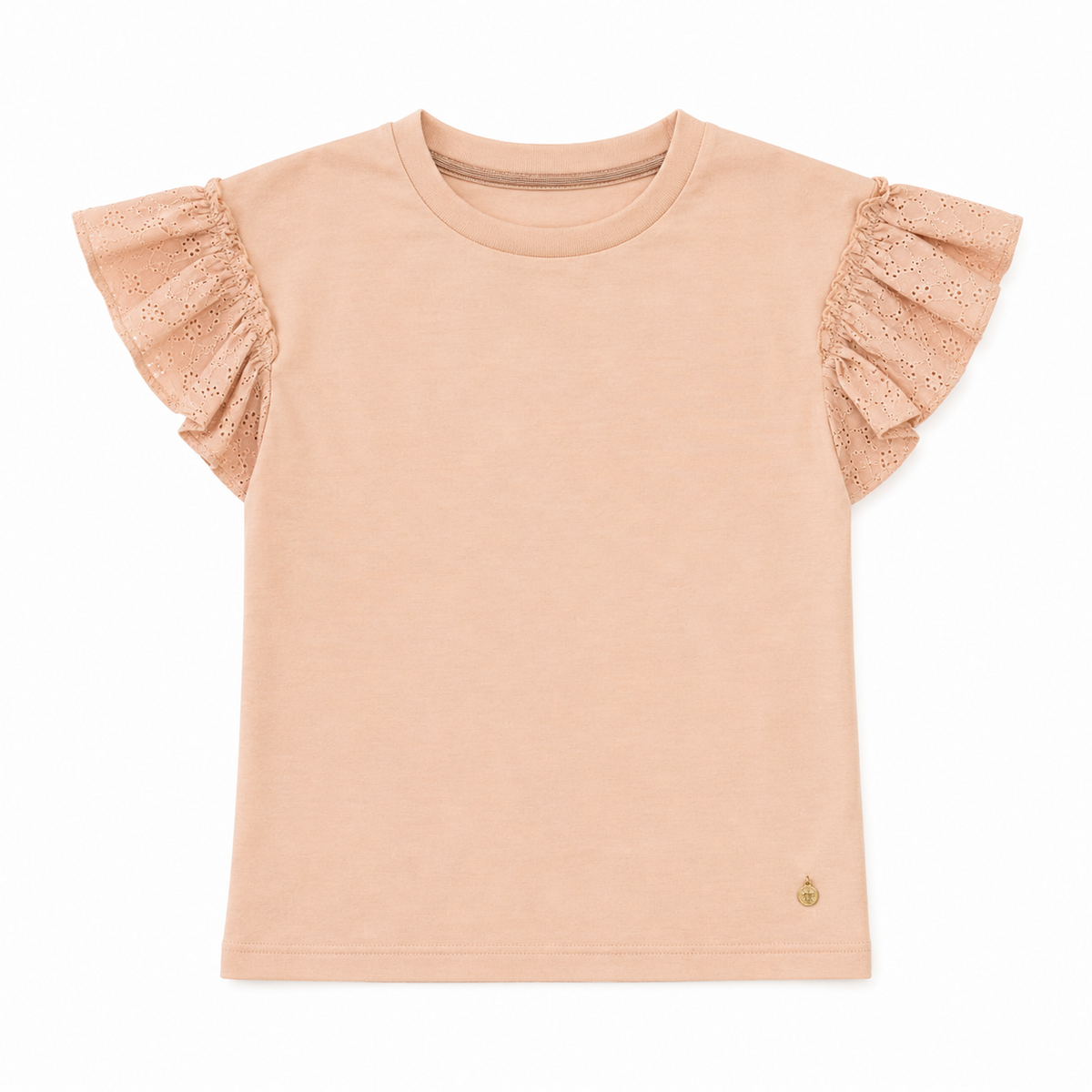 T-shirt Funkle Warm Taupe – Dettagli in pizzo Met – Moda per bambini di fascia alta
