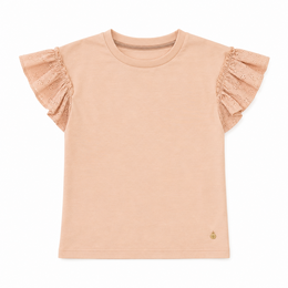 T-shirt Funkle Warm Taupe – Dettagli in pizzo Met – Moda per bambini di fascia alta