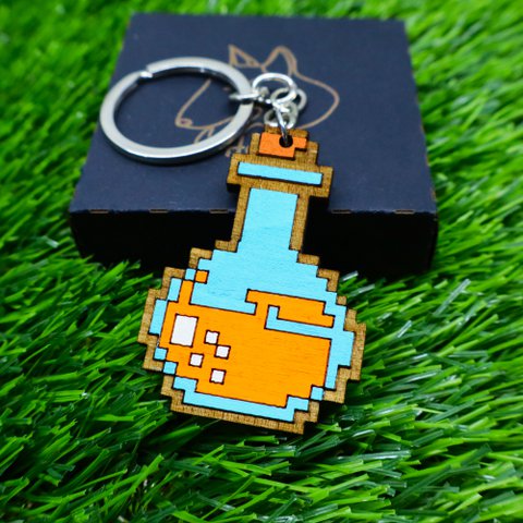 Hölzernmagie -Trankschlüsselkette, einzigartiges Dekor, benutzerdefinierte Schlüsselhalter, kreatives D & D -Geschenk, Nerd und Geek Room Housewarming