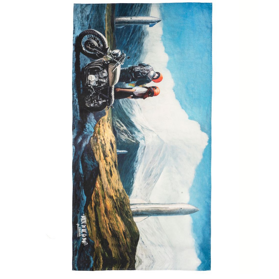 Linen beach towel Where Do We Go Now - Algis Kriščiūnas