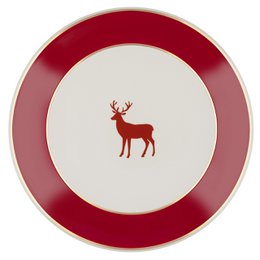 Dinner plate model “Deer” 18 carat gold, deer carmine