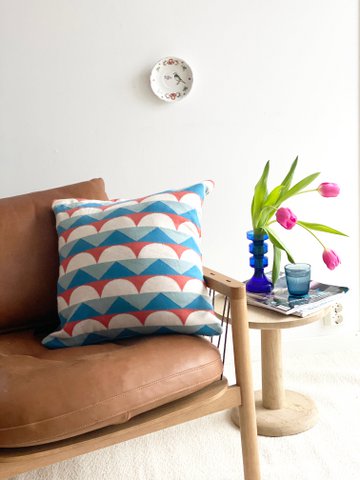 Toby Pillow-Cover Blue, Soft Jacquard Knitted Cotton