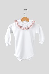 Cotton Long Sleeve Embroidered Collar Bodysuit L/08