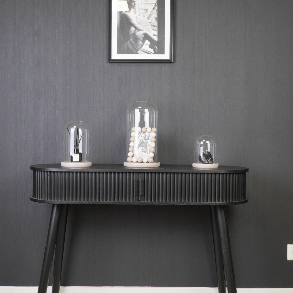 Campana - Vidrio/Madera - Arena - 17x17x32cm