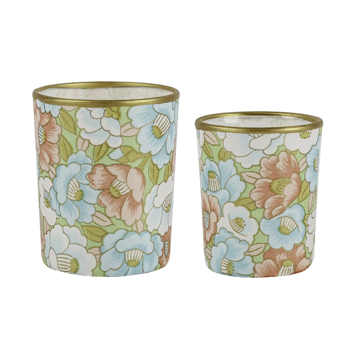 Small tealight holder made of glass & Chiyogami paper | Bloom meadows | Hand made