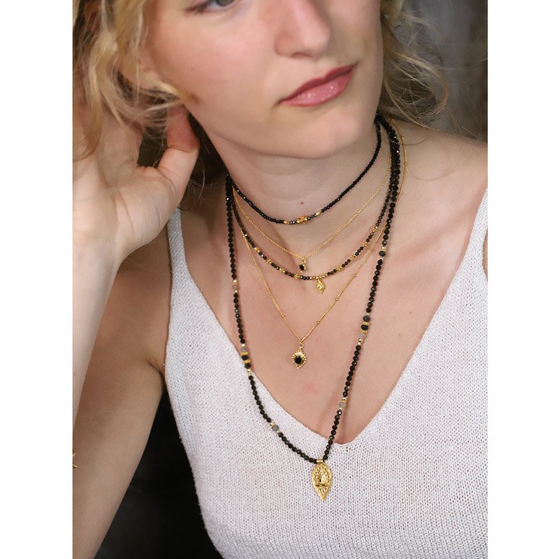 Collar colgante Buda obsidiana