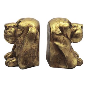 Buchstützen 2er-Set aus goldfarbenem Kunststoff