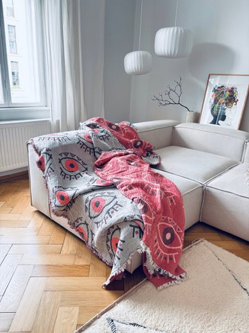 Muslin blanket - Vision - coral blue - 2.20 x 2.50 m