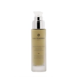 Anti-wrinkle subliminal serum in 50mL bottle. Toner for skin care. Transparent glass bottle with silver pump dispenser.