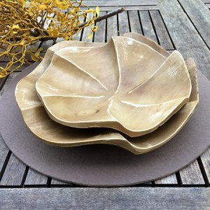 Bowl "LOTUS LEAF - VINTAGE" | Shell | Bowl of fruit | Decorative bowl | Serving bowl | Snack bowl | Bread basket | Bowl | Wooden bowl