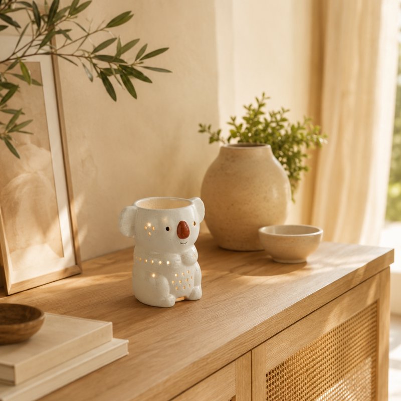 Céramy Koko Perfume Burner - Scented Atmosphere - Fun Craft Object - Easy Aromatherapy - Modern Scented Interior - Teddy Bear Decoration - Koala Figurine