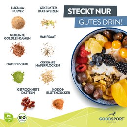 ORGANICZNE Muesli białkowe, chrupiące konopie z kiełkującymi nasionami