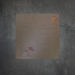 Tovagliolo mezzo lino naturale con terrier (2 misure diverse)