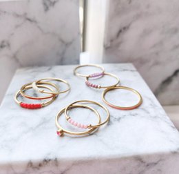 R0982 Angst Ring Palm Vintage Lila Perlen Vergoldet