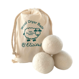 Wool dryer balls, natural fabric softener made from 100% pure wool, reusable, eco-friendly alternative to dryer sheets.