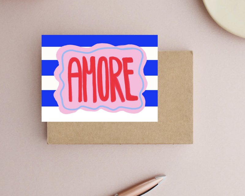 Amore Stripes Postkarte