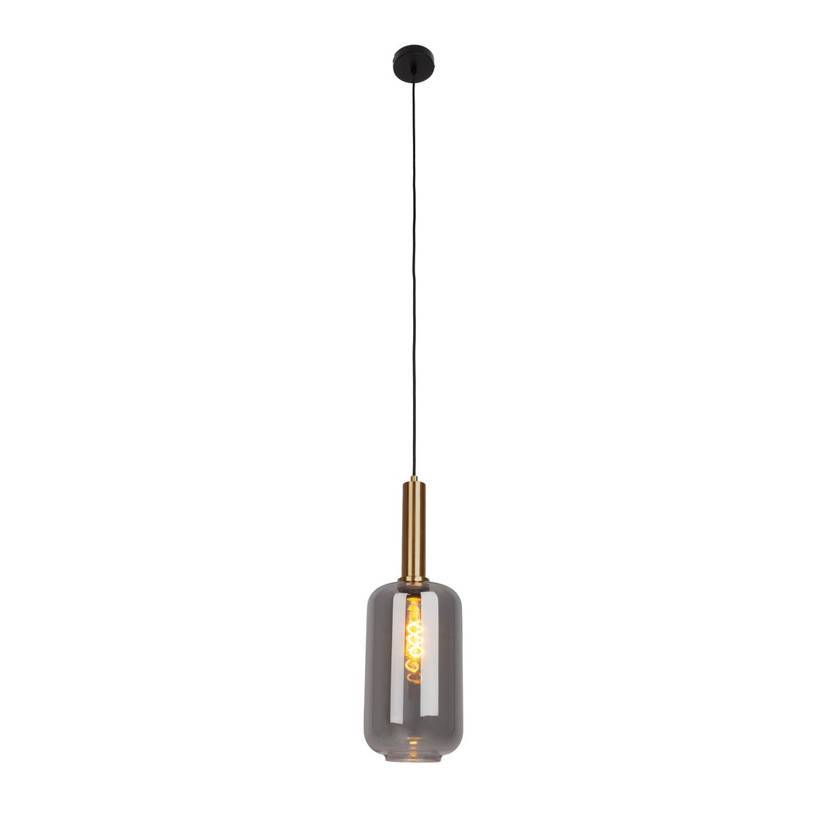 Lampe à 1 pendentif "Fumo", lampe à pendentif en métal et en verre en noir, avec une douille E27, pour salle à manger, salon, couloir ou bureau, lampe suspendue 150 x 22 cm