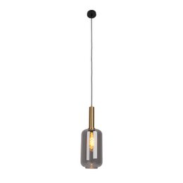 Lampe à 1 pendentif "Fumo", lampe à pendentif en métal et en verre en noir, avec une douille E27, pour salle à manger, salon, couloir ou bureau, lampe suspendue 150 x 22 cm