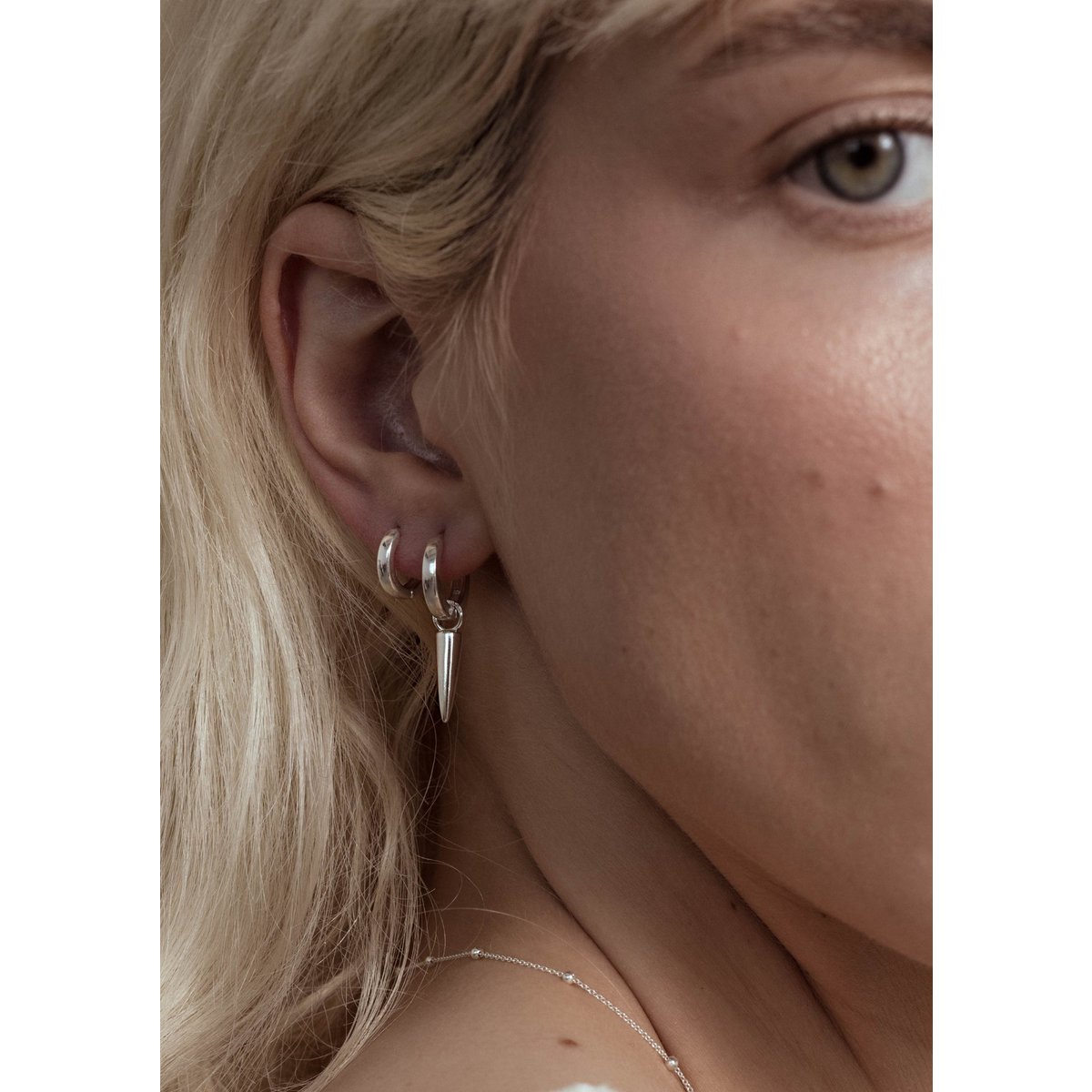 Berlin Spike Hoops Silver