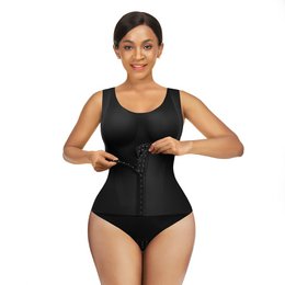Shapewear 4-in-1 Waist Trainer Corset Shapewear - Buttoned Tummy Control High Waist with Padded Bra - Black