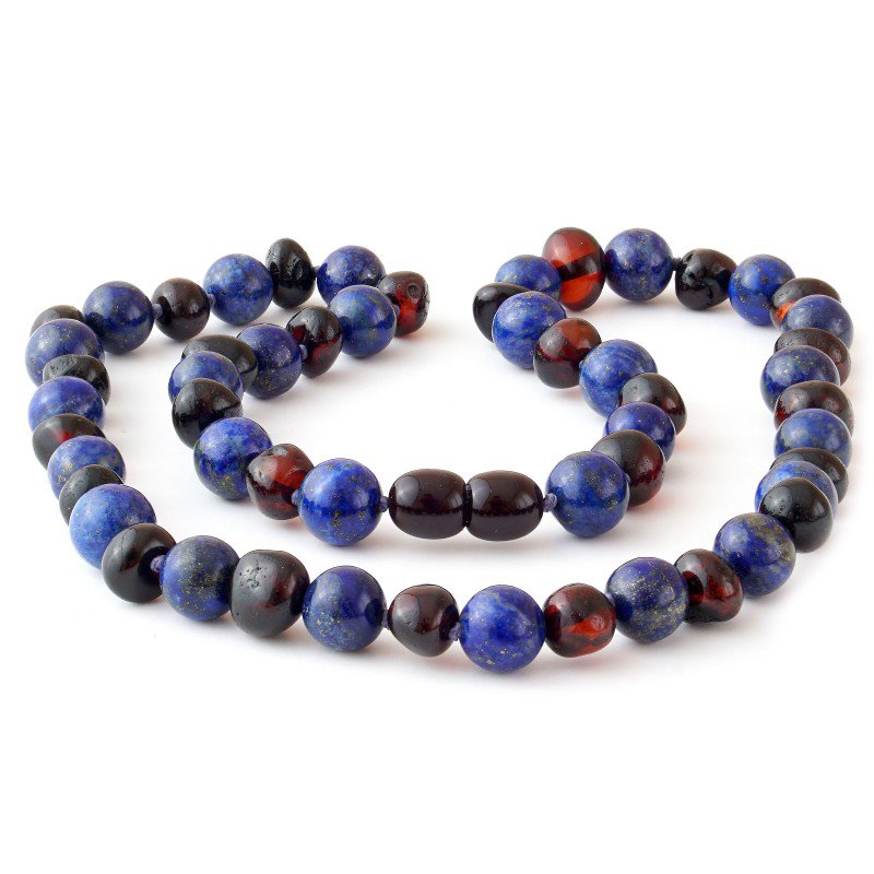 Barokke Baltic Amber og Lapis Lazuli halskæde 10