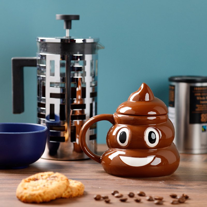 Emotive Poop Ceramic Shaped Mug with Lid