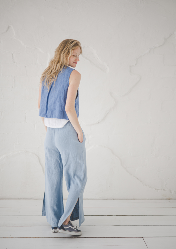 Lässige Leinenhose mit Schlitz für Damen