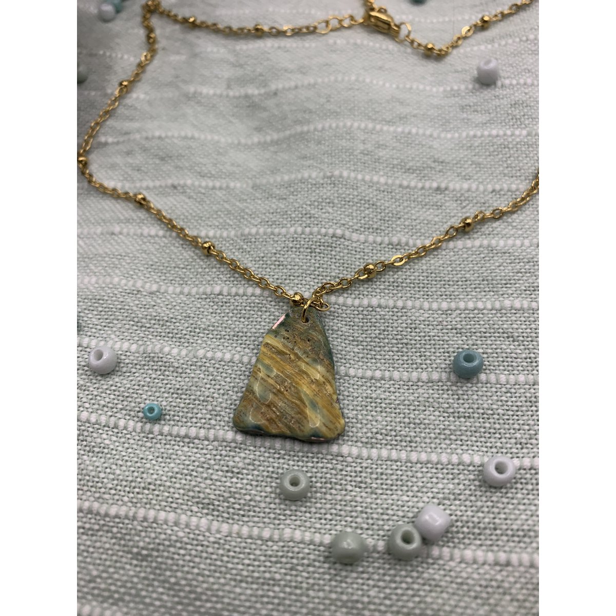 Collar de conchas | Paua/Abalone 40 cm oro acero inoxidable playa océano joyería hecha a mano