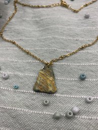 Muschelkette | Paua/Abalone 40 cm goldener Edelstahl handgefertigter Strand-Ozean-Schmuck