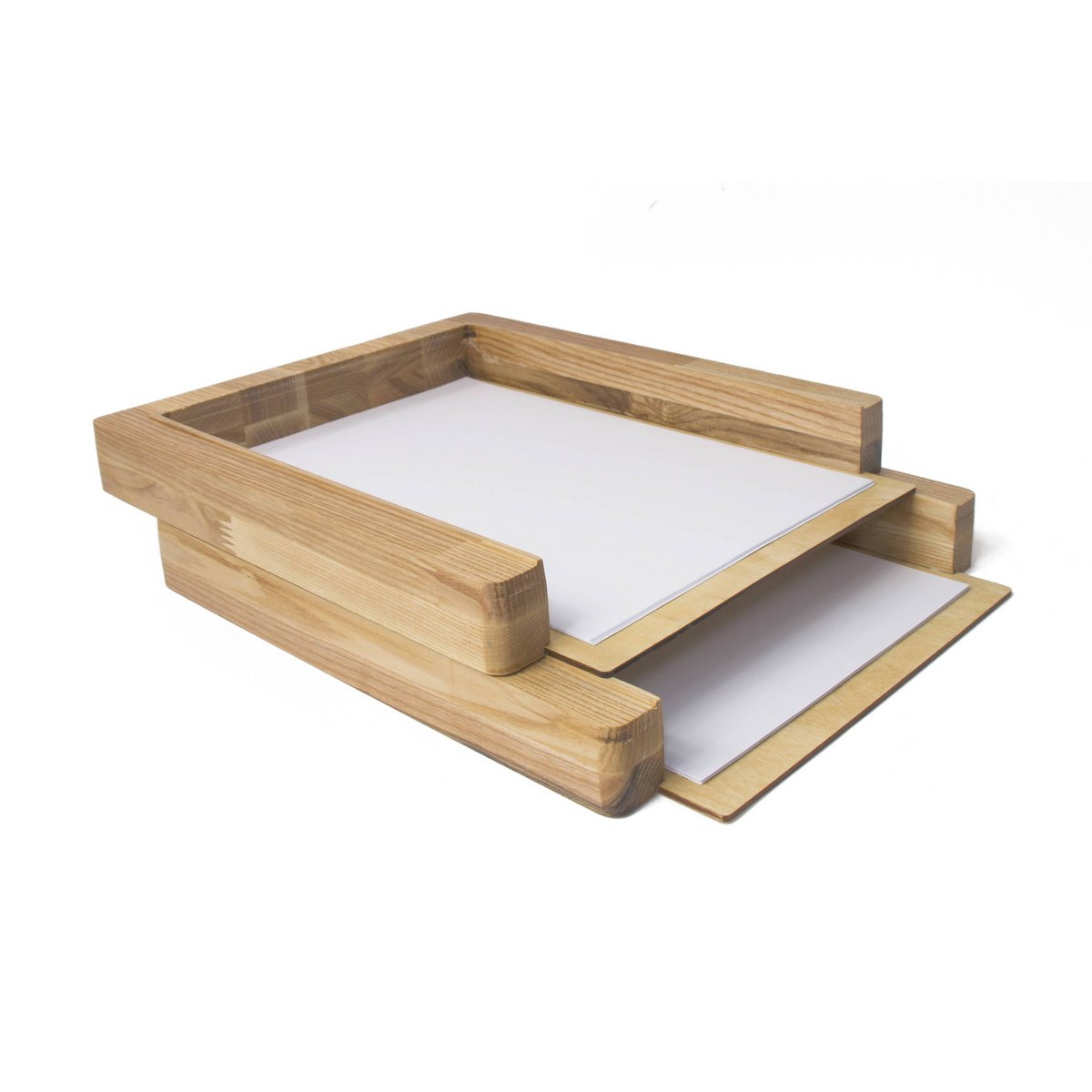 Bac à papier, Lot de 2 bacs à papier en bois