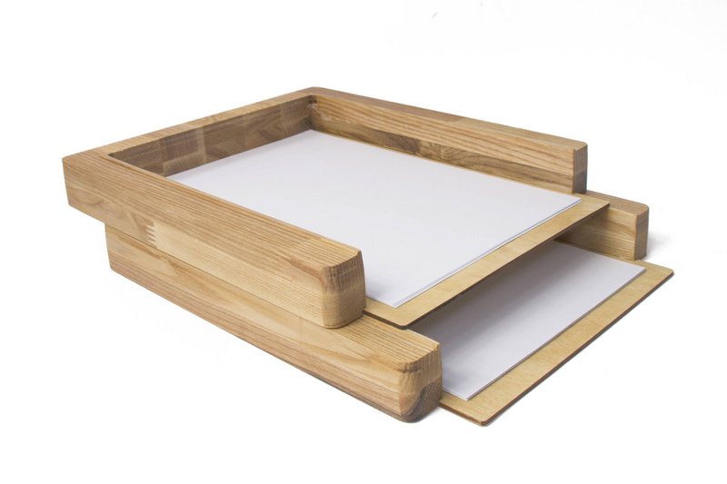 Paper  tray, Set of 2 wooden paper trays