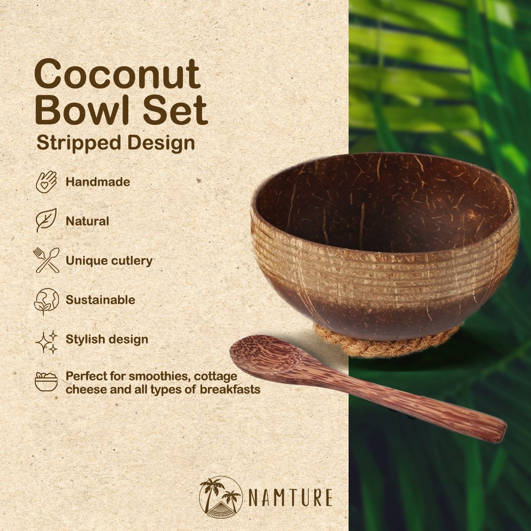 Coconut Bowl Set M • Eco Friendly • Striped