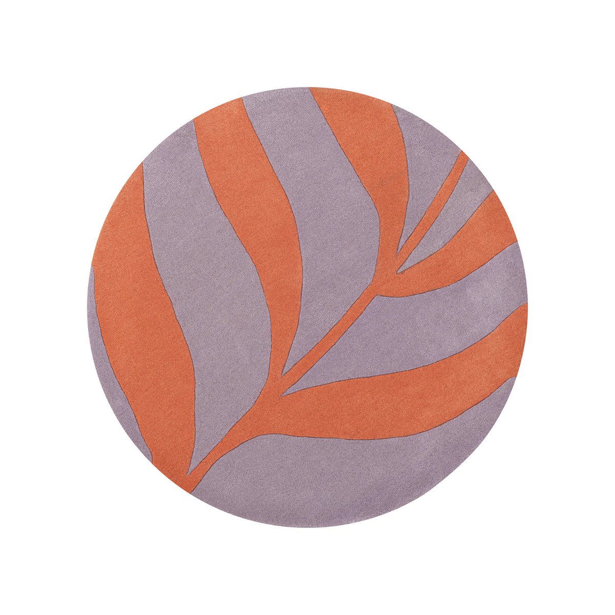 Wollteppich rund 120 cm Blatt Lavendel Lachs