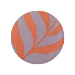 Tappeto in Lana Rotondo 120 cm Foglia Lavanda Salmone