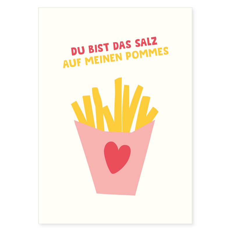 Postcard "Salt on my fries" from recycled paper