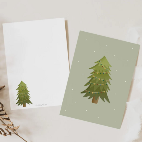 Ansichtkaart - Kerstboom mint