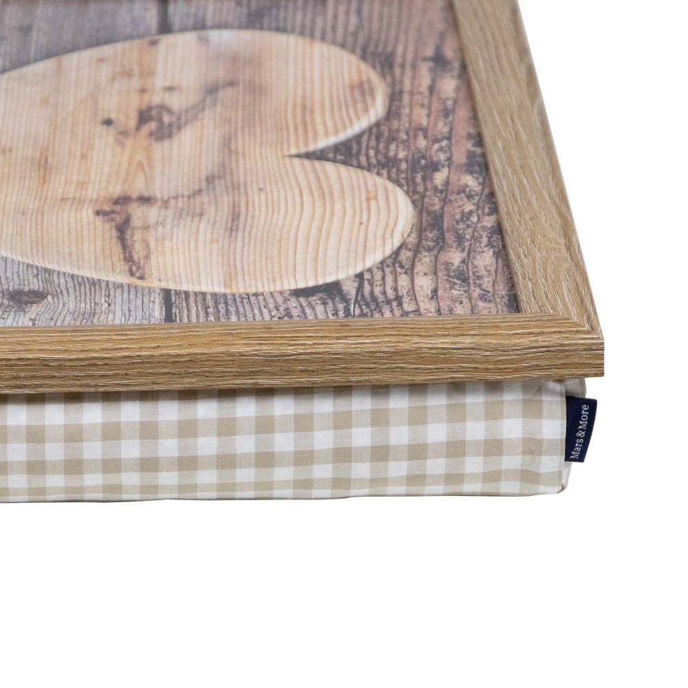 lap cushion wooden heart 43cm
