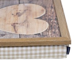 lap cushion wooden heart 43cm