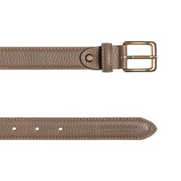 RB4022AQ | Damesriem gemaakt in Italië van echt dollar generfd leer. Gesp met glanzende gouden afwerking. Taupe kleur. Afmetingen: 115 x 2,5 x 0,5 cm (taille 100 cm)